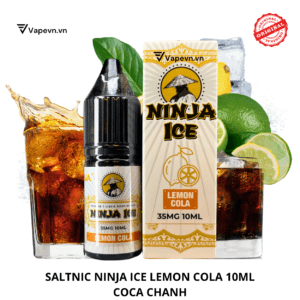 SaltNic Ninja Ice Salt Lemon Cola ( Coca Chanh ) 10ml là sự kết hợp hoàn hảo giữa hương vị đặc trưng của nước ngọt Coca Cola sảng khoái và vị chanh tươi mát, mang đến trải nghiệm thú vị cho người dùng.