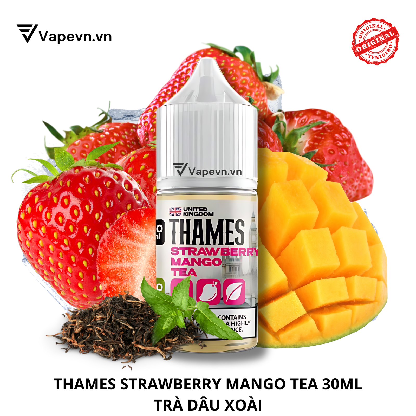 Tinh dầu salt SALTNIC THAMES STRAWBERRY MANGO TEA 30ML pod vũng tàu vape vũng tàu thuốc lá điện tử