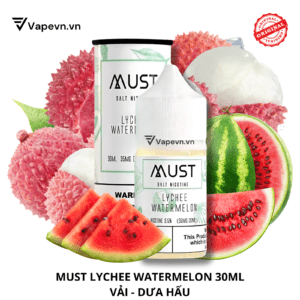 Tinh dầu pod salt nic Must Lychee Watermelon 30ml, hay còn gọi là vải dưa hấu, là lựa chọn hoàn hảo cho những ai yêu thích hương vị trái cây tươi mát. Với hai nồng độ nicotine 35mg và 55mg, sản phẩm này đáp ứng nhu cầu của nhiều người sử dụng.