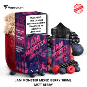 Tinh dầu Vape Freebase Jam Monster Mixed Berry 100ml | Vị Mứt Mâm Xôi Béo