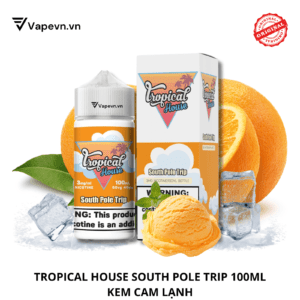 Tropical South Pole Trip (Kem Cam) 100ml là tinh dầu vape freebase cao cấp, mang đến một hành trình vị giác sảng khoái và đầy mới mẻ. Với hương vị kem cam mát lạnh, sản phẩm này giúp bạn thư giãn và tận hưởng những phút giây thoải mái, đặc biệt phù hợp cho những ai yêu thích sự tươi mát và ngọt ngào trong vaping.