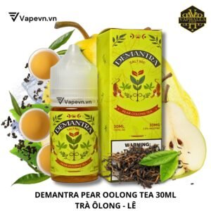 Tinh Dầu Thuốc Lá Điện Tử Demantra Pear Oolong Tea Salt 30ml Sản phẩm kết hợp hoàn hảo giữa vị thanh nhẹ của trà ô long và độ ngọt tự nhiên từ trái đào, tạo trải nghiệm vaping tinh tế, nhẹ nhàng và tươi mát.