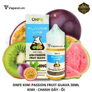 Tinh dầu pod salt nic ONFE Flavor Lab Kiwi Passion Fruit Guava (Kiwi Chanh Dây Ổi) 30ml là lựa chọn hoàn hảo cho những ai yêu thích hương vị trái cây tươi mát. Sự kết hợp tinh tế giữa kiwi ngọt dịu, chanh dây chua thanh, và ổi thơm nhẹ mang đến một trải nghiệm vaping độc đáo và sảng khoái.