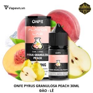 Tinh dầu pod salt nic Onfe Flavor Lab Pyrus Granulosa Peach (đào lê) với dung tích 30ml mang đến sự tươi mát và ngọt ngào từ trái đào chín mọng và quả lê thanh dịu. Đây không chỉ là một sản phẩm tinh dầu thông thường, mà còn là trải nghiệm vị giác đầy màu sắc, giúp bạn có những giây phút thư giãn và thoải mái.