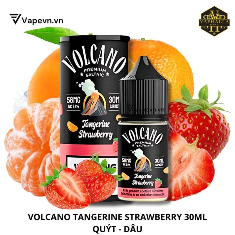 Tinh Dầu Pod Volcano Tangerine Strawberry (Quýt Dâu) Salt Juice 30ml